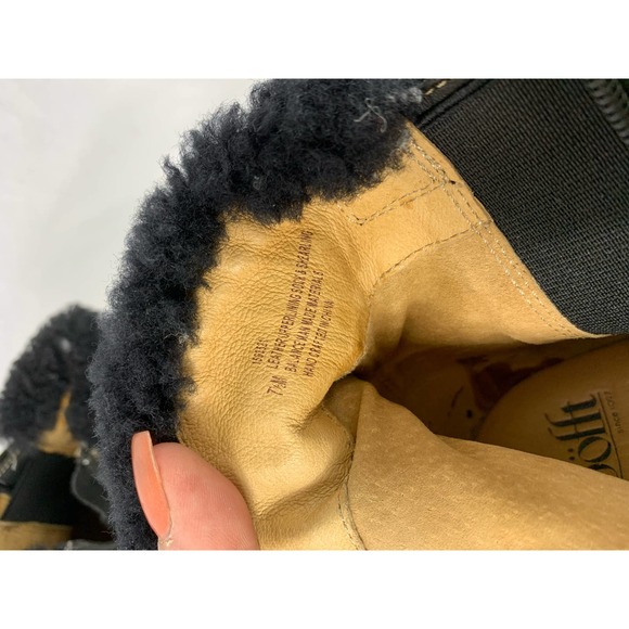Women's Shearling Trim Black Suede Leather Sofft Bootie Ankle Boot Size 7.5 NWOT - Picture 8 of 11